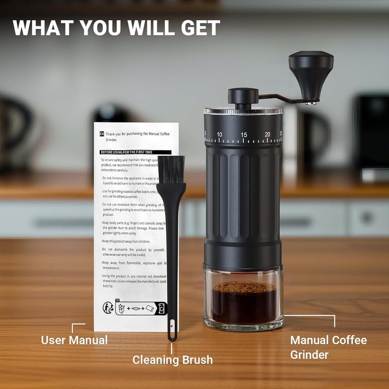 EZVING Mini Manual Coffee Grinder with 40 Adjustable Settings, Portable Hand Coffee Bean Mill with 30g Capacity, Conical Burr Coffee Grinder with Crank for Travel, Camping, Office, Espresso, Pour Over, etc - Image 5